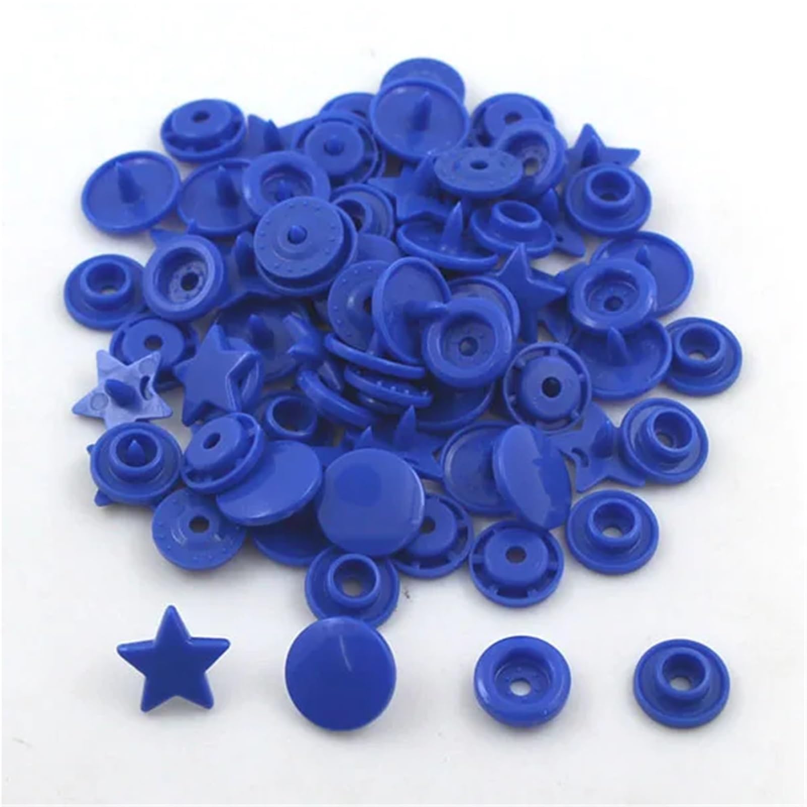 Press Studs Snap 200Sets KAM Star/Heart Snap Button T5 Plastic Decorative Buttons for Clothes Press Studs Fasteners Garment Accessories 15Colors(B16 Star)