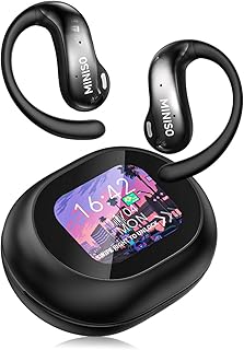 MINISO MS188 Ai Language Translator Earbuds, Real Time Translator Earbuds,OWS LCD Touchscreen Translator Bluetooth Headphones Support 135 Languages & Accents,for Android & Apple, Black(with App)