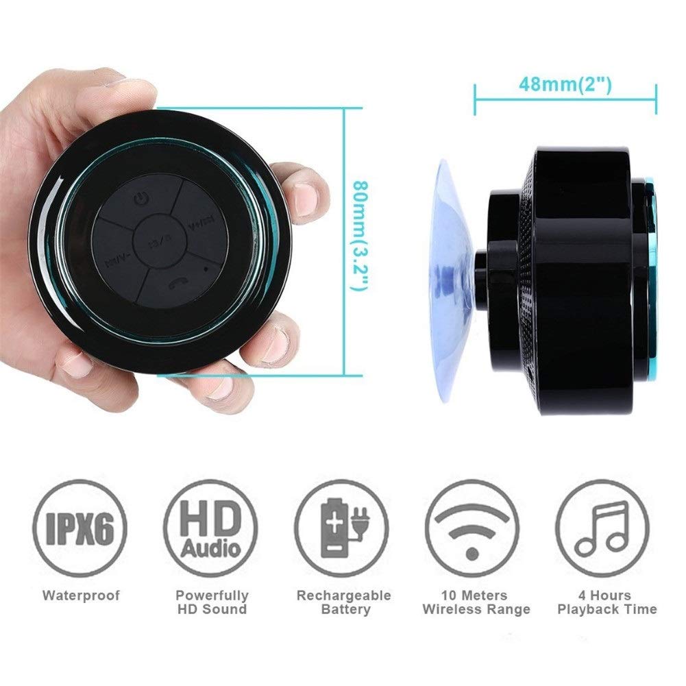 Enceinte Bluetooth Portable Imperméable IP67 Format de Poche Mains Libres Bluetooth 3.0 pour Douche de Plage et Plein Air (Couleur : Or)