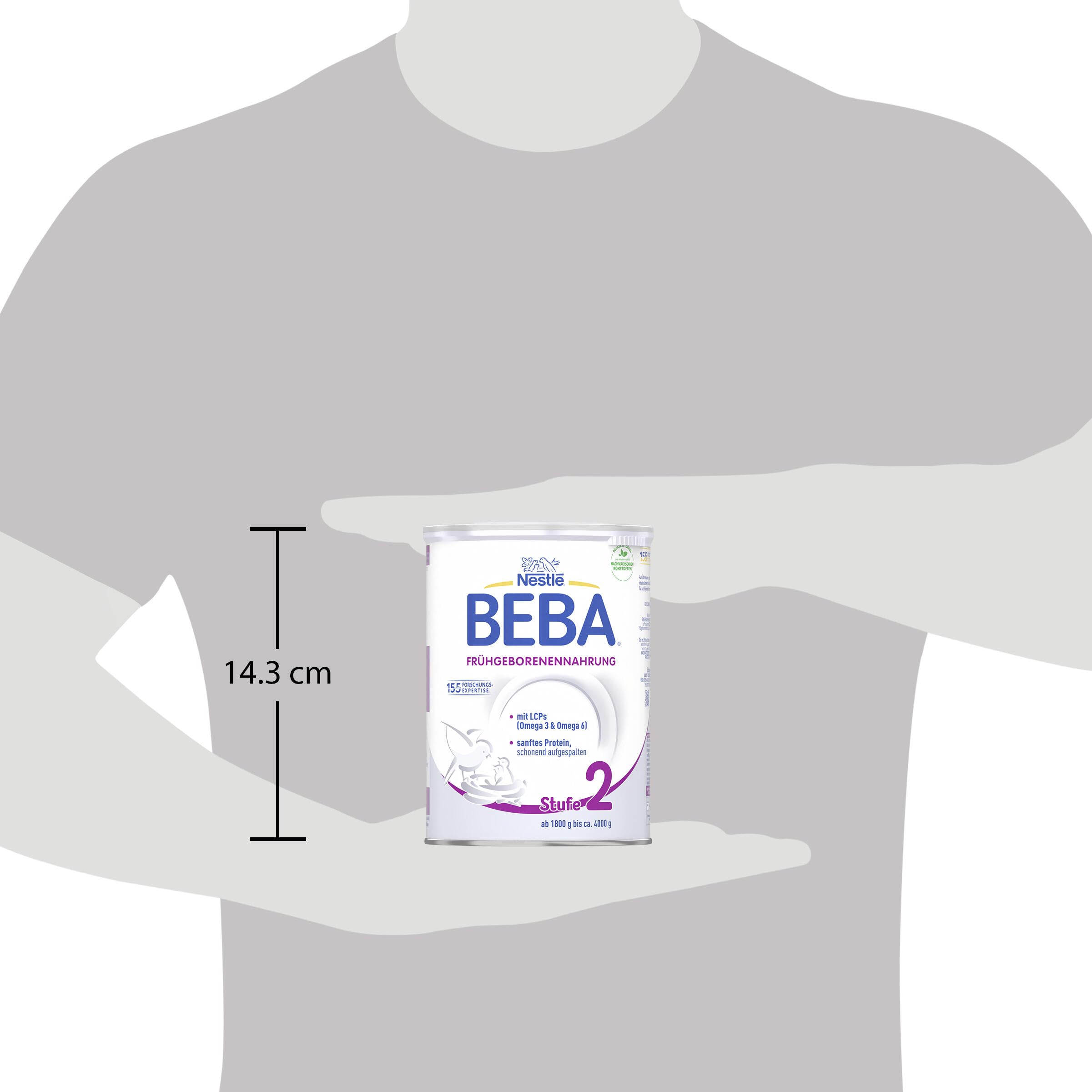 BEBA Frühgeborenennahrung Stufe 2, Spezialnahrung für Frühgeborene und untergewichtige Neugeborene, 12er Pack (12 x 400g)