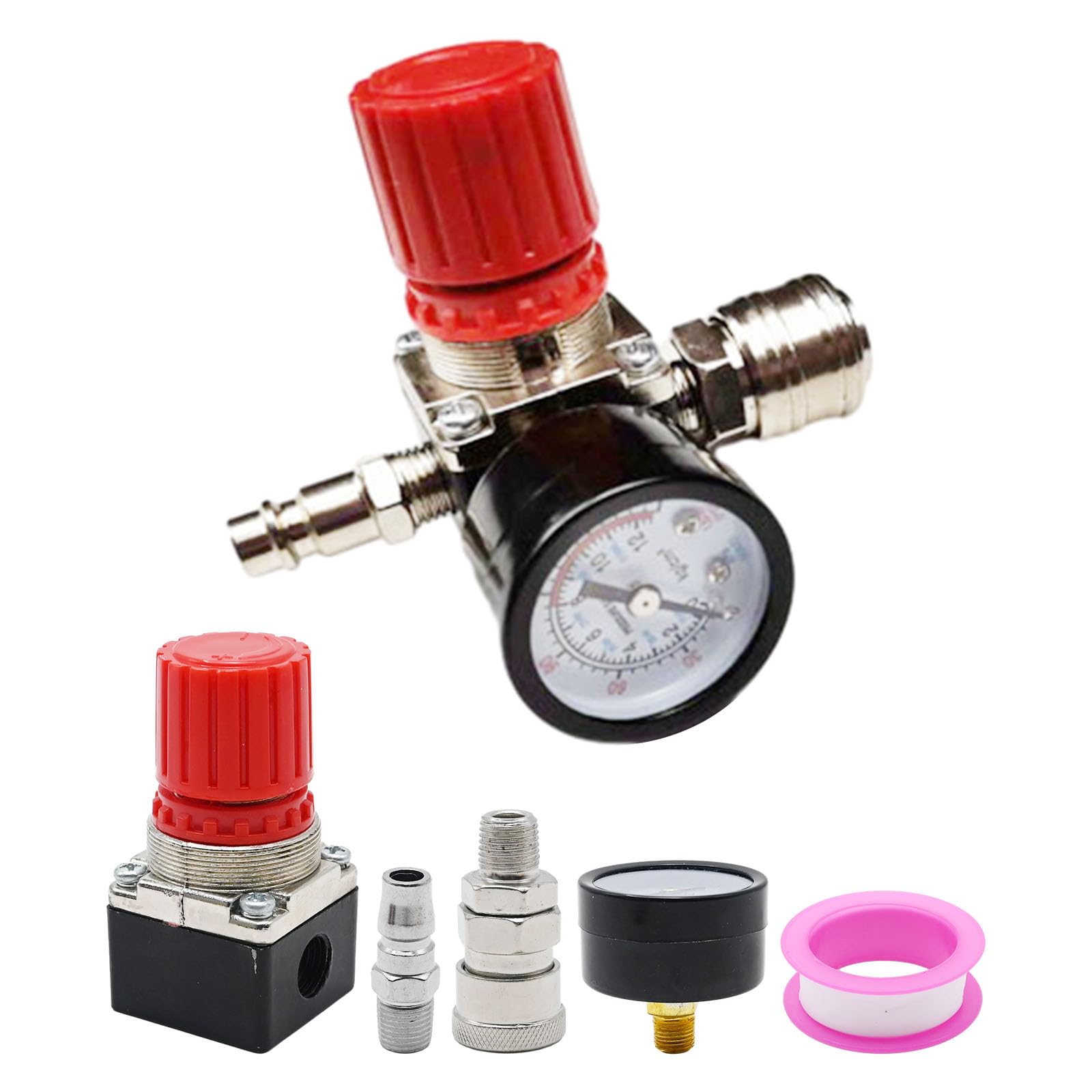 Aynaxcol 1/4" Air Compressor Pressure Regulator with Gauge 0-180 PSI Air Gauge Regulator Inline for Air Compressor and Pneumatic Tools Air Regulator (