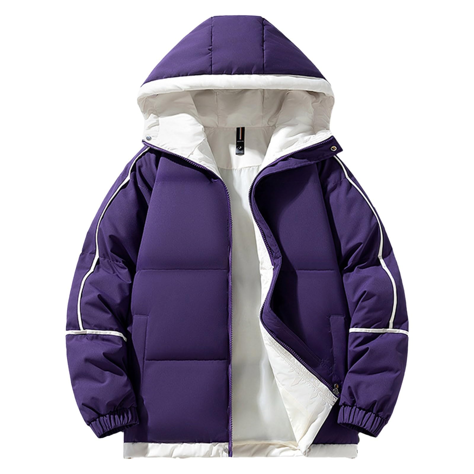 Genérico Chaqueta de invierno para hombre Plumon Parka Color Sólido Plumiferos CáLido Capucha Suelta Abrigo algodón al libre pan moderno y elegante Superior Holgado Cómodo