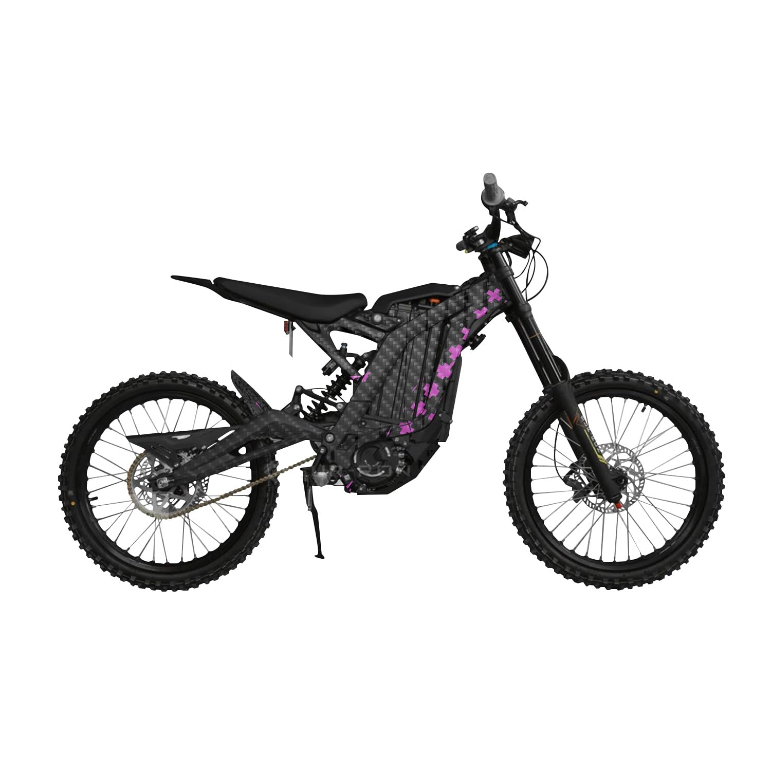 Carbon Fiber Surron Light Bee Graphics Kit Wrap - Grunge Cross Magenta - Sur-Ron Skin - Premium 3M Vinyl Protective Wrap Decal Cover - Easy to Apply | Crafted in The USA by MightySkins
