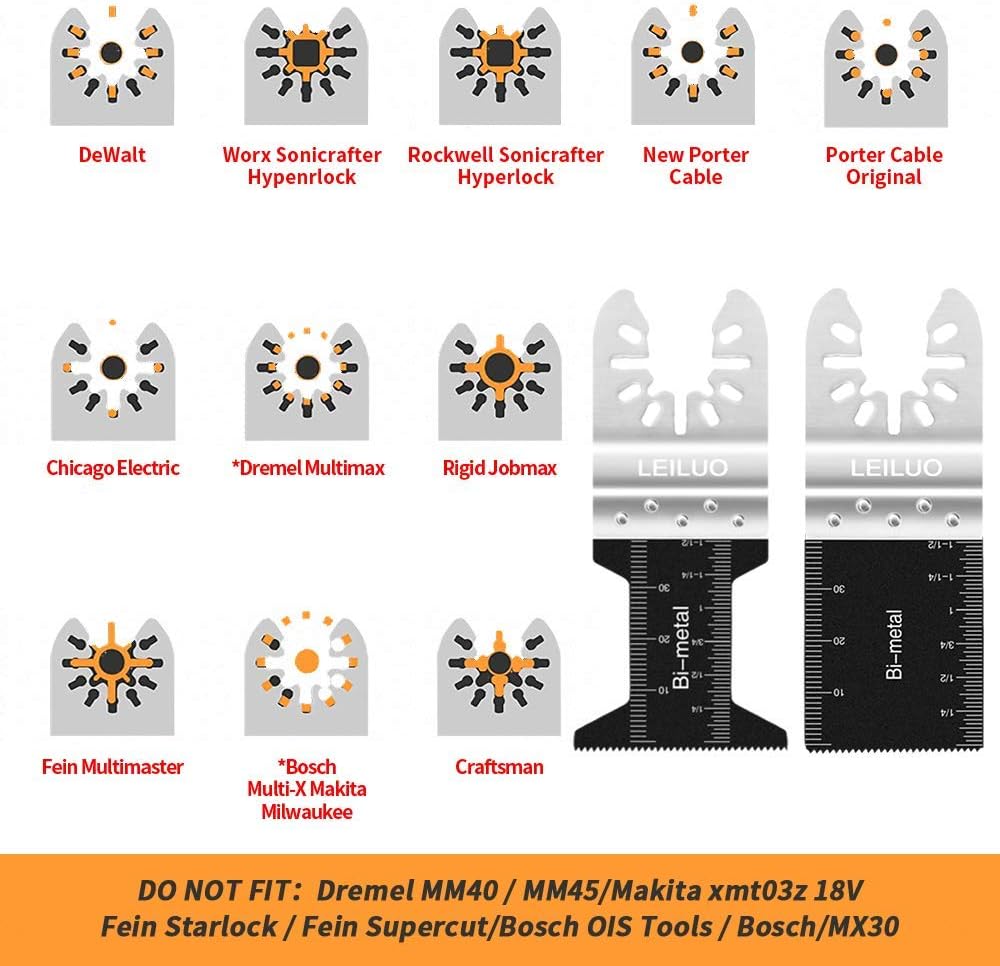Up To 40% OFF 50PCS Bi-Metal Oscillating Tool Blades LEILUO Oscillating Saw Blades Cut Soft Metal Nails Hardwood Multitool Blades Fit Dewalt Worx Rockwell Wen Milwaukee Makita Ryobi Bosch Fein Porter Genesis Black
