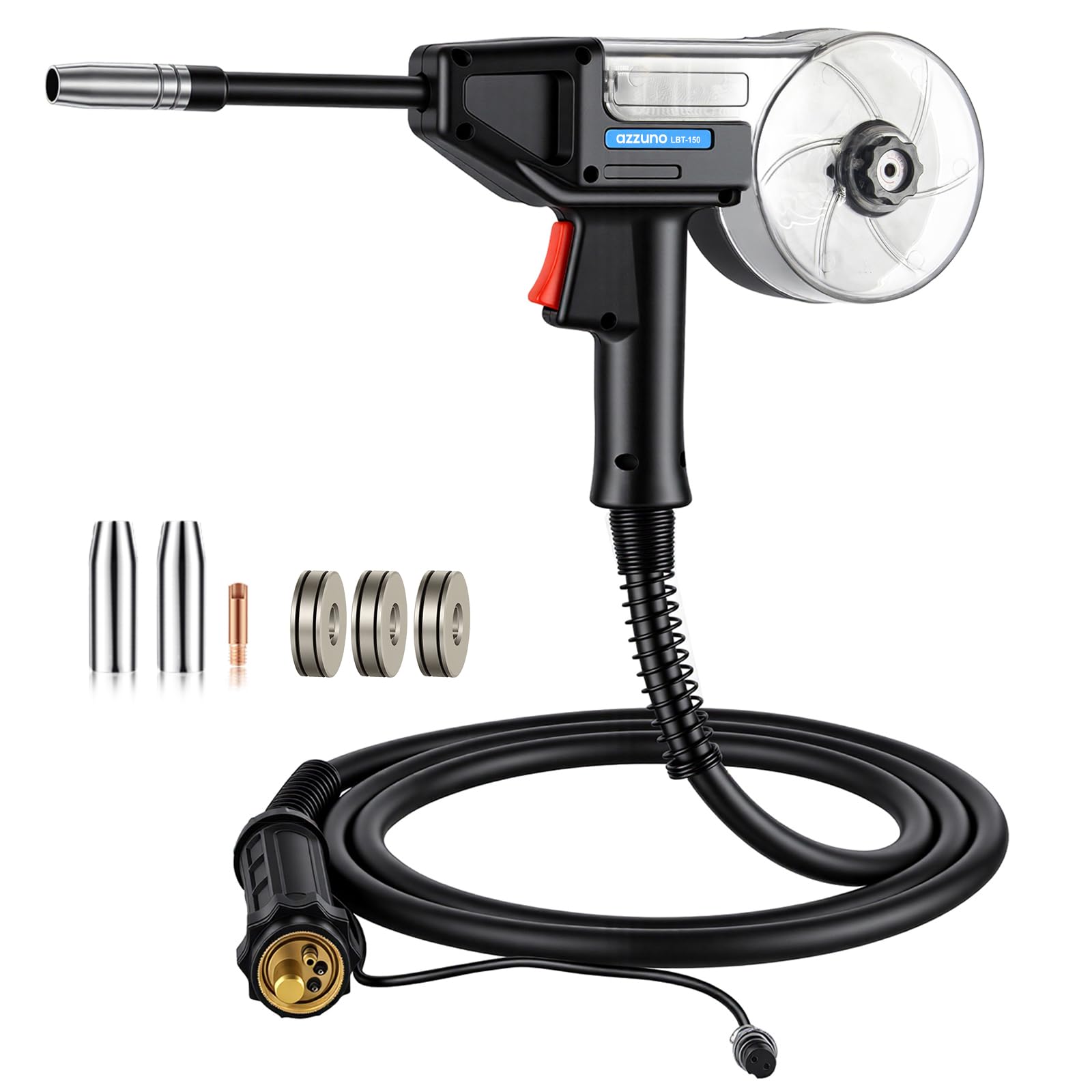 AZZUNO Aluminum MIG Spool Gun, LBT-150 Euro Connector 2-Pin 10-ft
