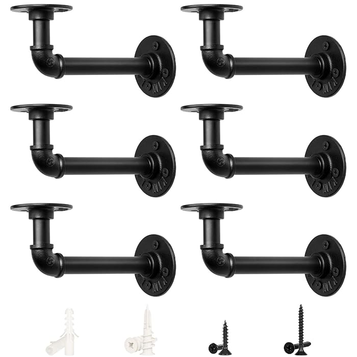 Buy LuckIn Pipe Shelf Bracket Industrial L Shape, Rustic Pipe Brackets