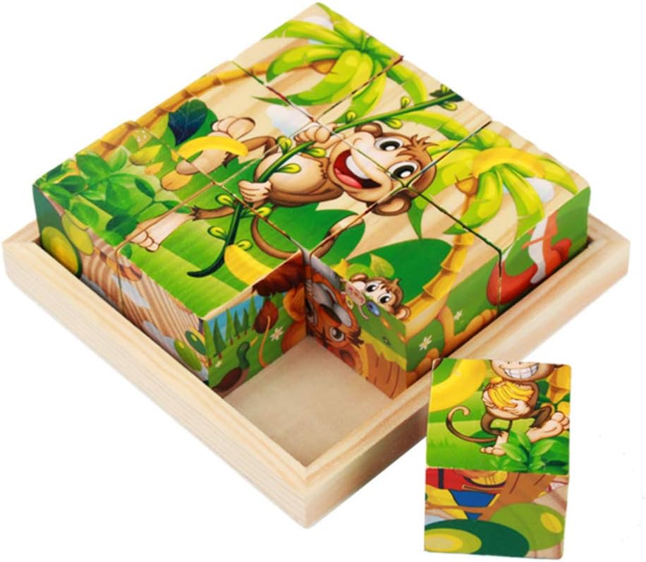LIFKOME Kids Puzzles 18PCS Unfinished Small Wood Serving Tray for Crafts Projects, Unfinished Wooden Panel Boards for Painting Arts 9/16 Tray 3D Puzzle Tray for Kids Toy Storing Blank Puzzle
