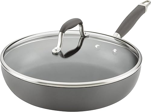 Anolon Advanced Home - Sartén antiadherente anodizada dura con tapa, 12 pulgadas, piedra lunar