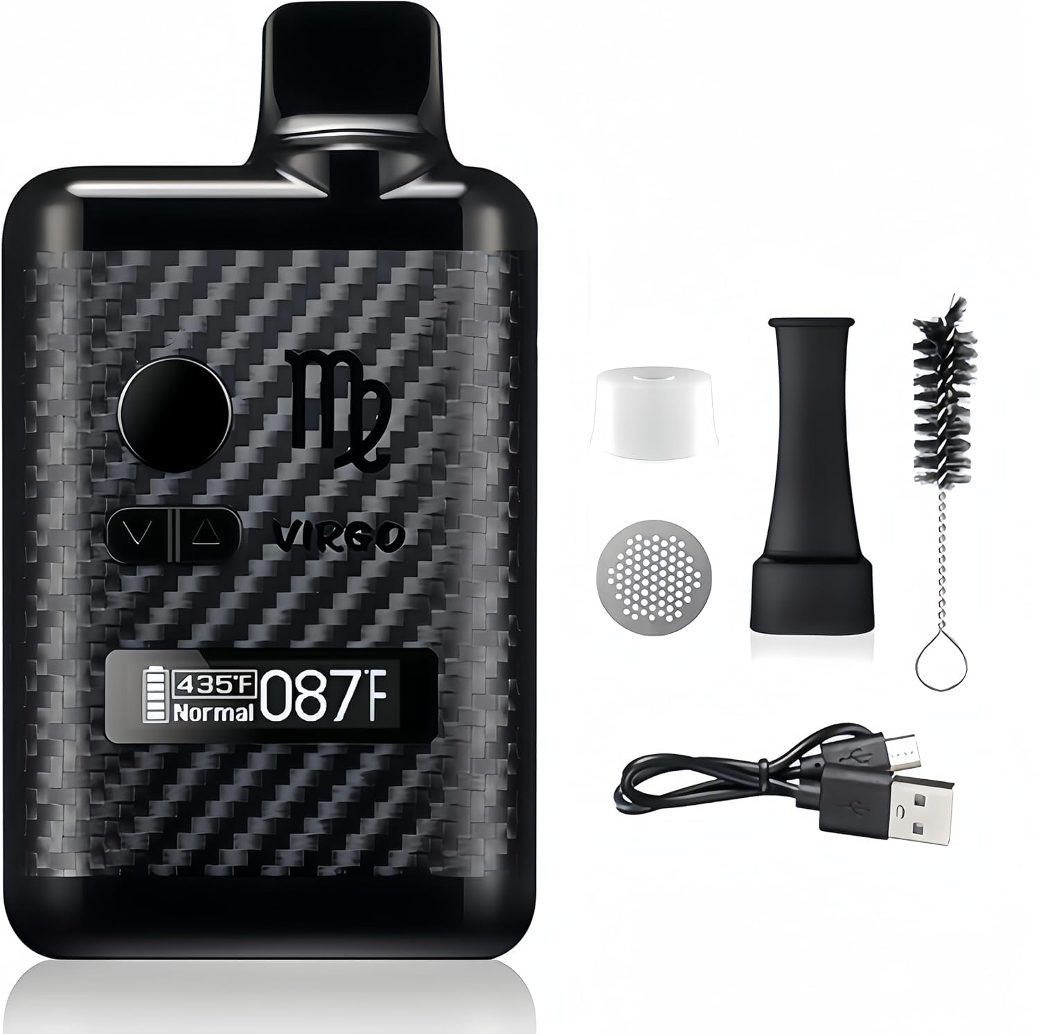 Vaporizzatore per erbe secche Virgo, camera di riscaldamento in ceramica, display OLED e controllo della temperatura (Nero)