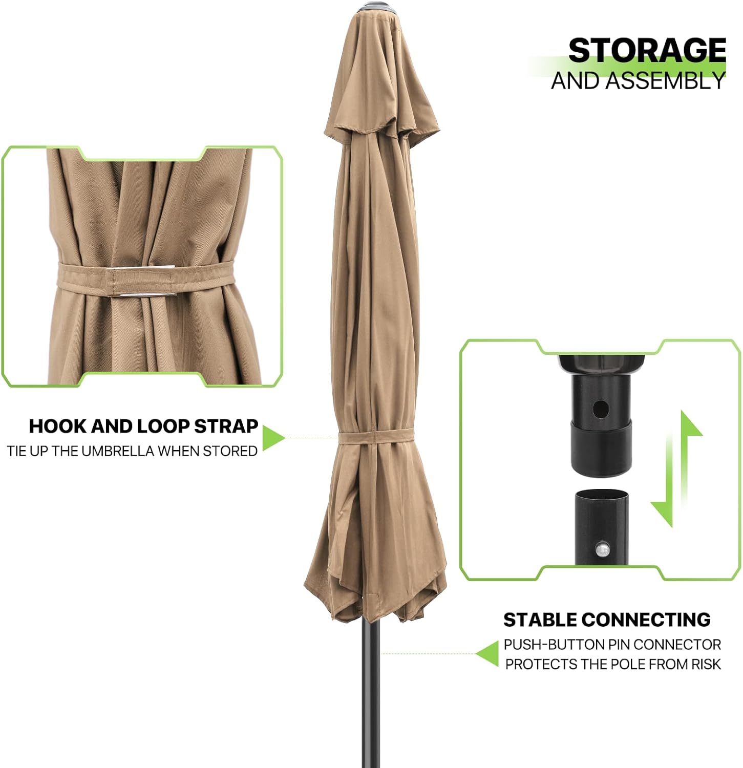 Magshion 9FT Outdoor Market Patio Umbrella, Large Waterproof Sun Umbrella with Crank Lift & 8 Steel Ribs, Sturdy Pole for Garden, Deck, Backyard & Pool