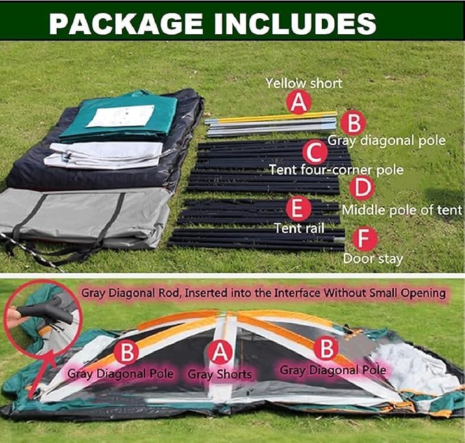 Image of Large Camping Tent for 3-5 Person Spacious Outdoor Tent House For Hiking Waterproof Dome Portable Spacious Camping Tent Perfect for Hiking Travel,Trekking &Outdoor Adventures(310*210*180cm)