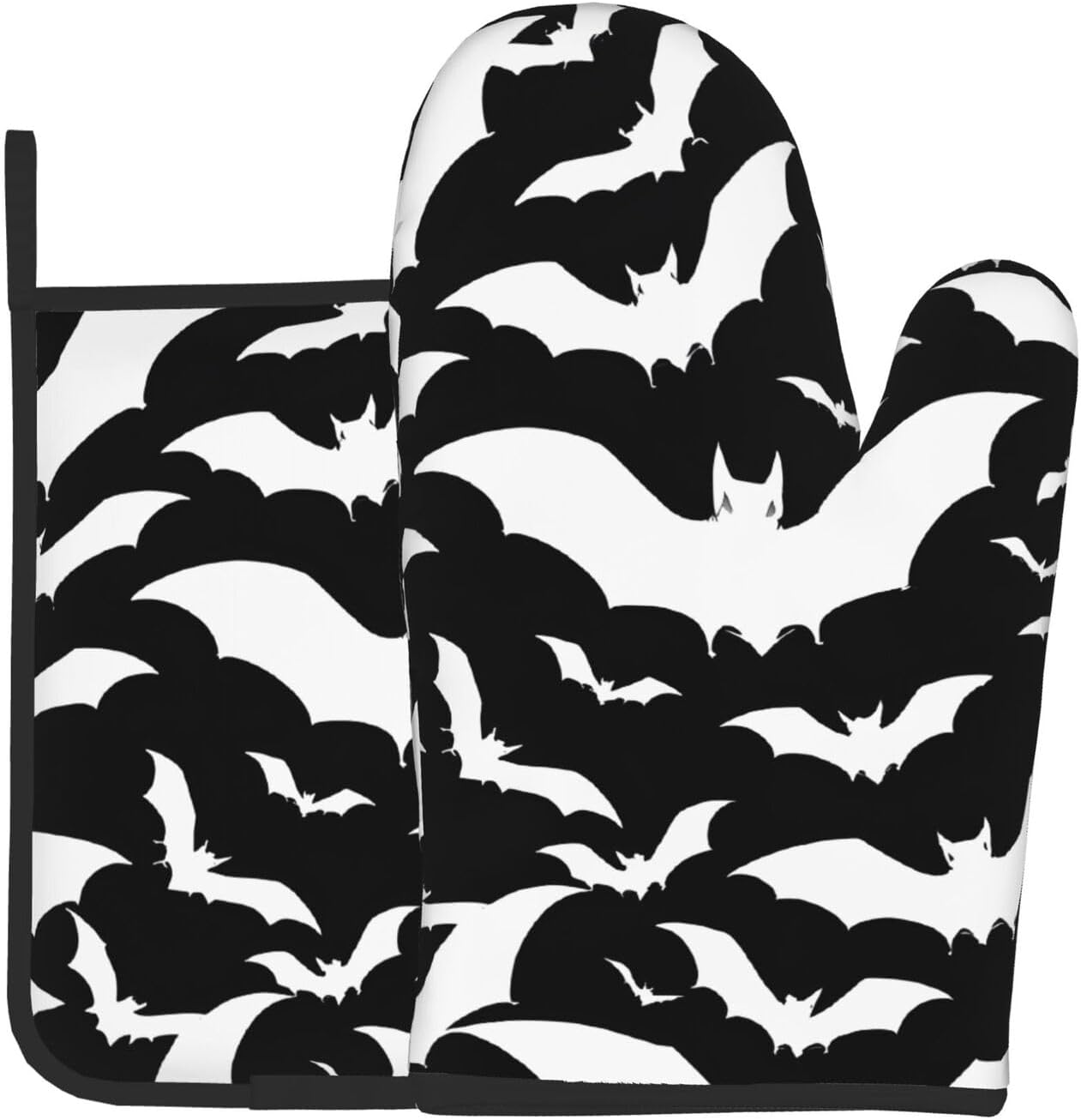 Halloween Flying Bats:Full Width Printing Kitchen Baking Two-Piece Set, A Must-Have Tool Set for Novice Home Cake Makers, Suitable for Both Left and Right Hands, Anti Slip and High Temperature