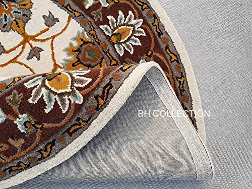 Image of Classical Look Handmade Round Carpet with Super Soft & Pure Woolen Carpet for Your BEDROOMS & Living Room with 1 INCH Pile Height 4 X 4 FEET (120x120 cm) Multi