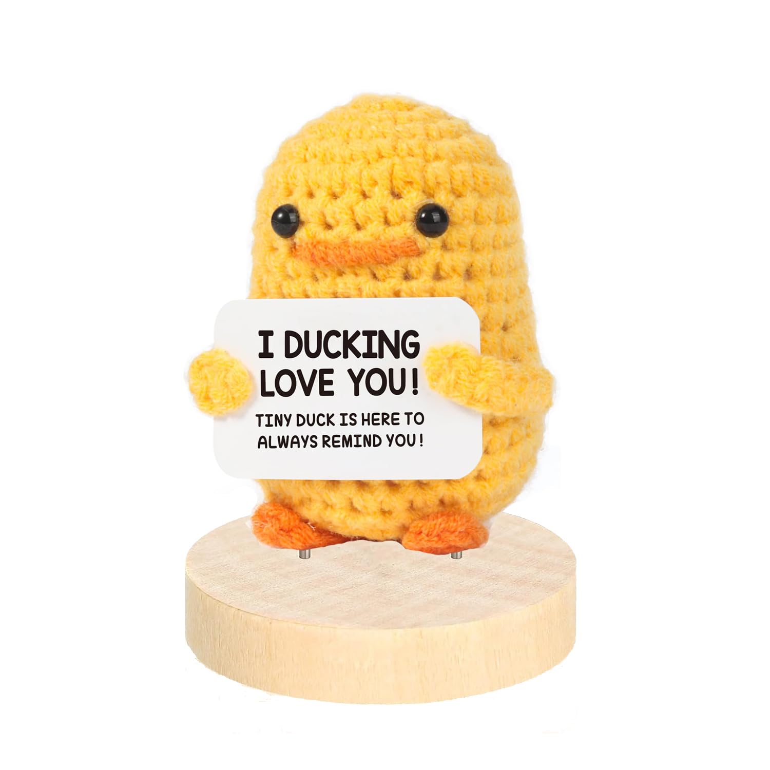 Ompinda Positive Crochet Doll, Funny Handmade Knitted Duck with Inspirational Card Positive Knitted Duck Doll Unique Gift for Mom, Women, Friends, Colleagues (Awesome)