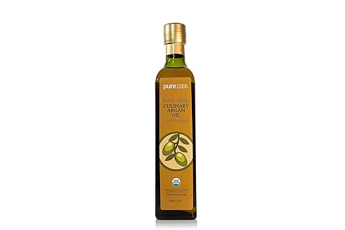 PURECODE Aceite de argán culinario extra virgen prensado en frío, cultivado orgánicamente, cosechado y producido en Marruecos (16.9 fl oz)