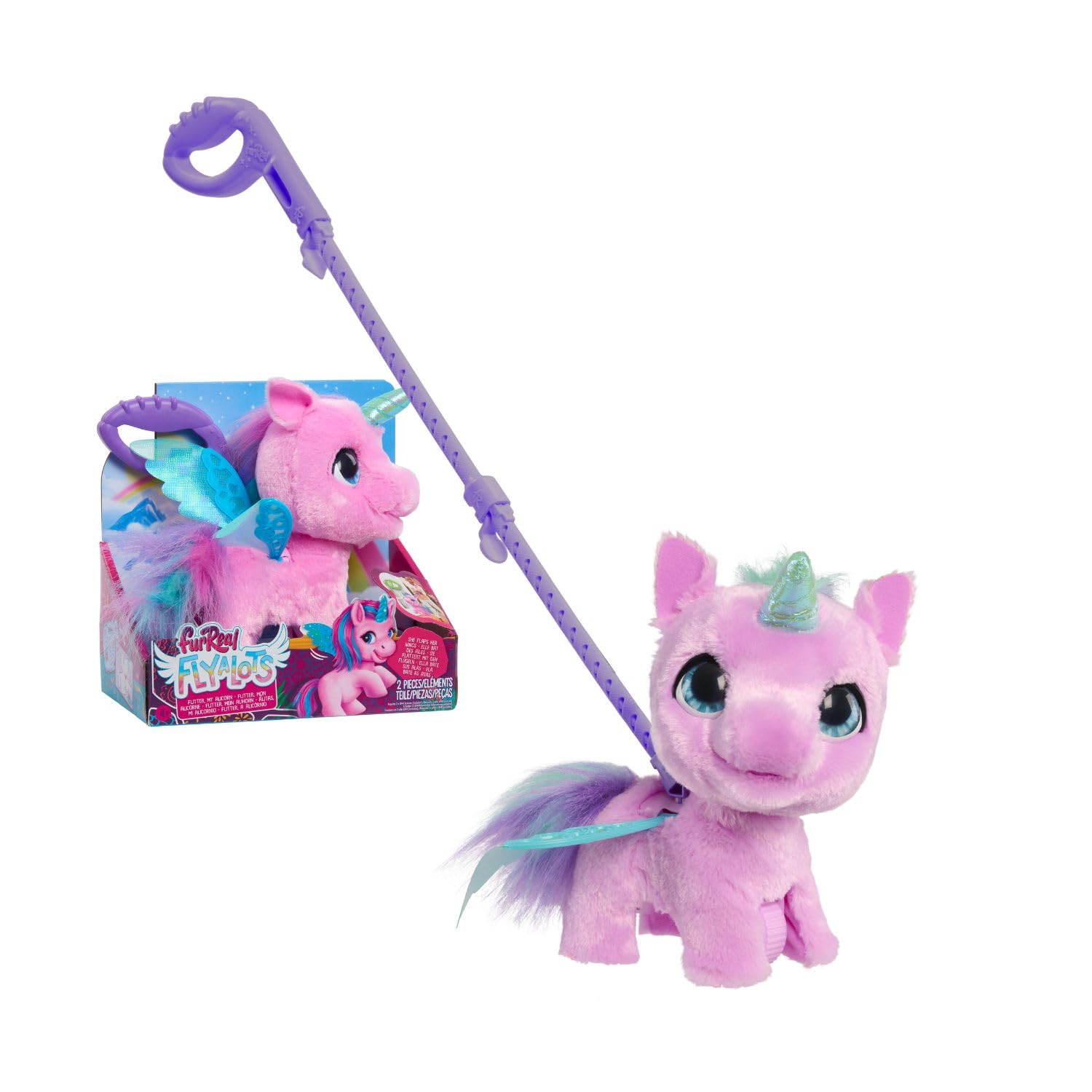 furReal Fly-A-Lots Alicorn Interactive Walking Plush with Sounds, 8-inches, Wings Flap, Pink, Kids Toys for Ages 4 Up by Just Play