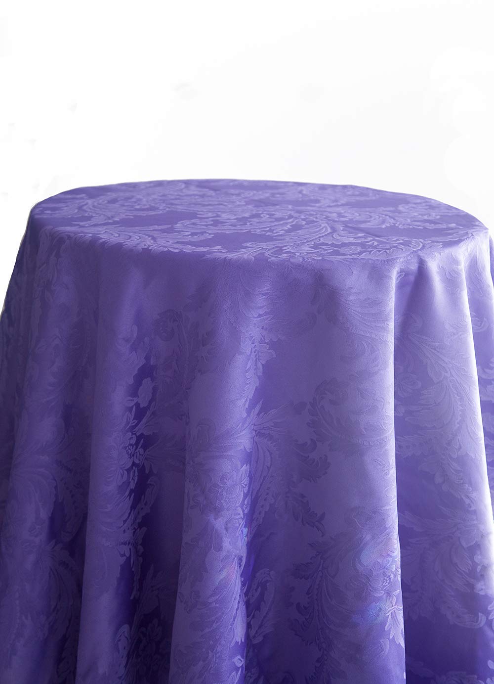 Decor Essentials Damask Tablecloth Table Linen Wedding Events Parties Decorations (Purple, 120" Round)