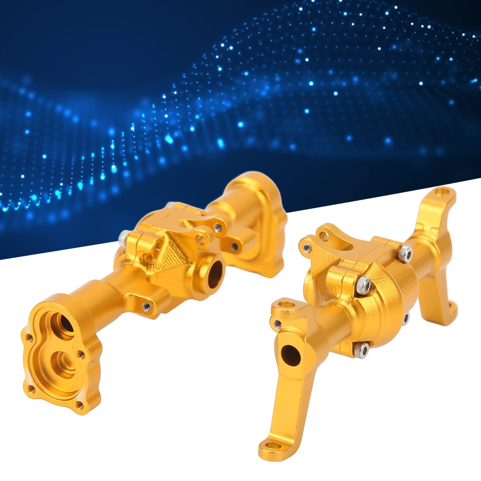 dla FMS FCX24 1/24 RC obudowa przedniej i tylnej osi samochodu, zestaw osi obrabianych CNC ze stopu aluminium, wysoka precyzja, trwałe części do modernizacji, zwiększona (Złoto)