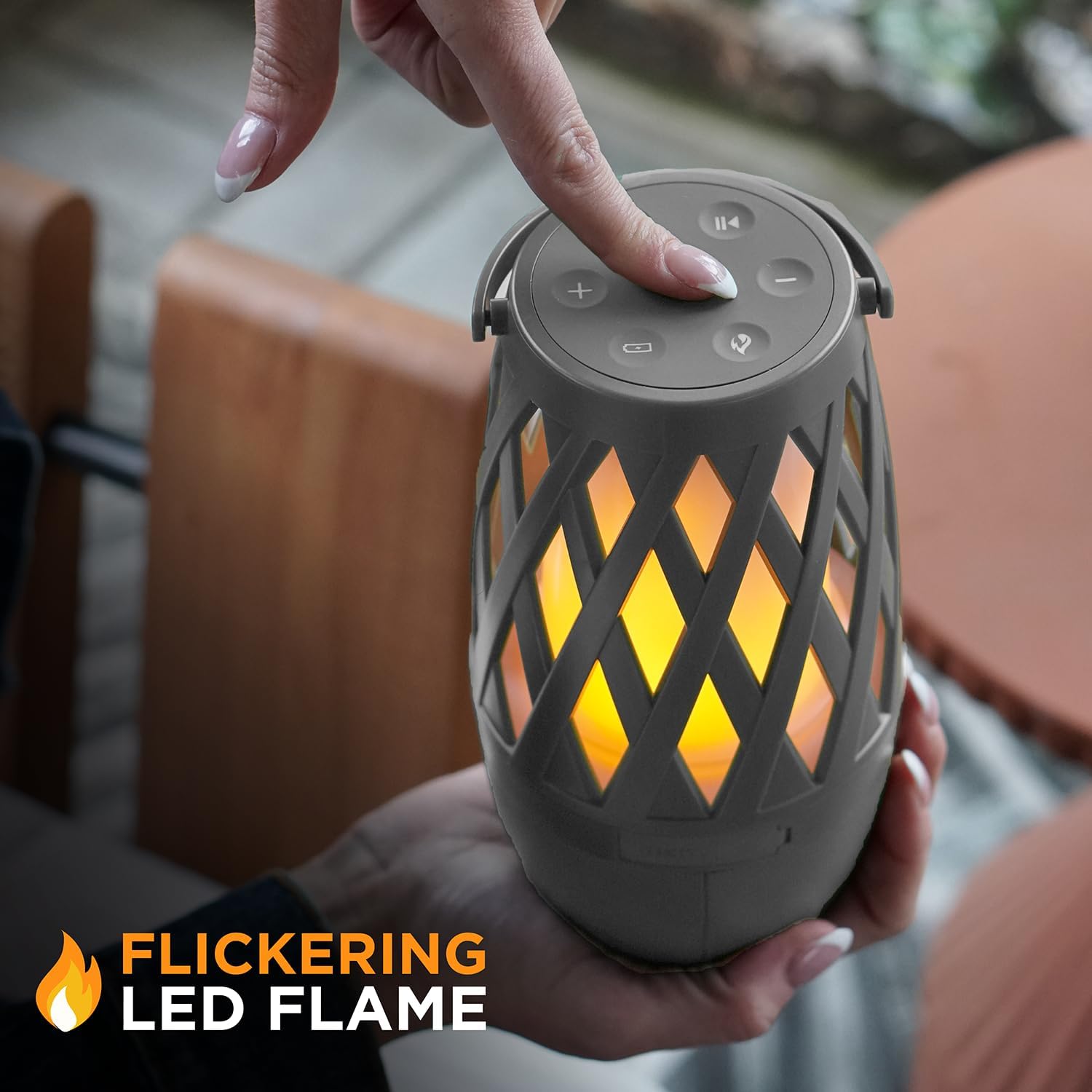 Limitless TikiTunes Pro Portable Bluetooth 10-Watt Speaker with 3-Mode LED Flame Light, Pair up to 100 Speakers, 4000 mAh Battery for iPhone/iPad/Android (Graphite) - Image 4
