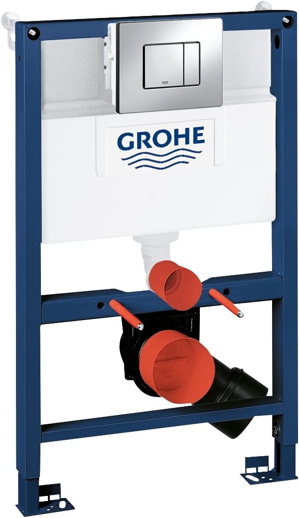 GROHE 38773000 Rapid Sl 3-in-1 Set for Wall-Hung Toilet, 0.82 m (Wall Brackets and Skate Cosmopolitan Chrome Flush Plate)