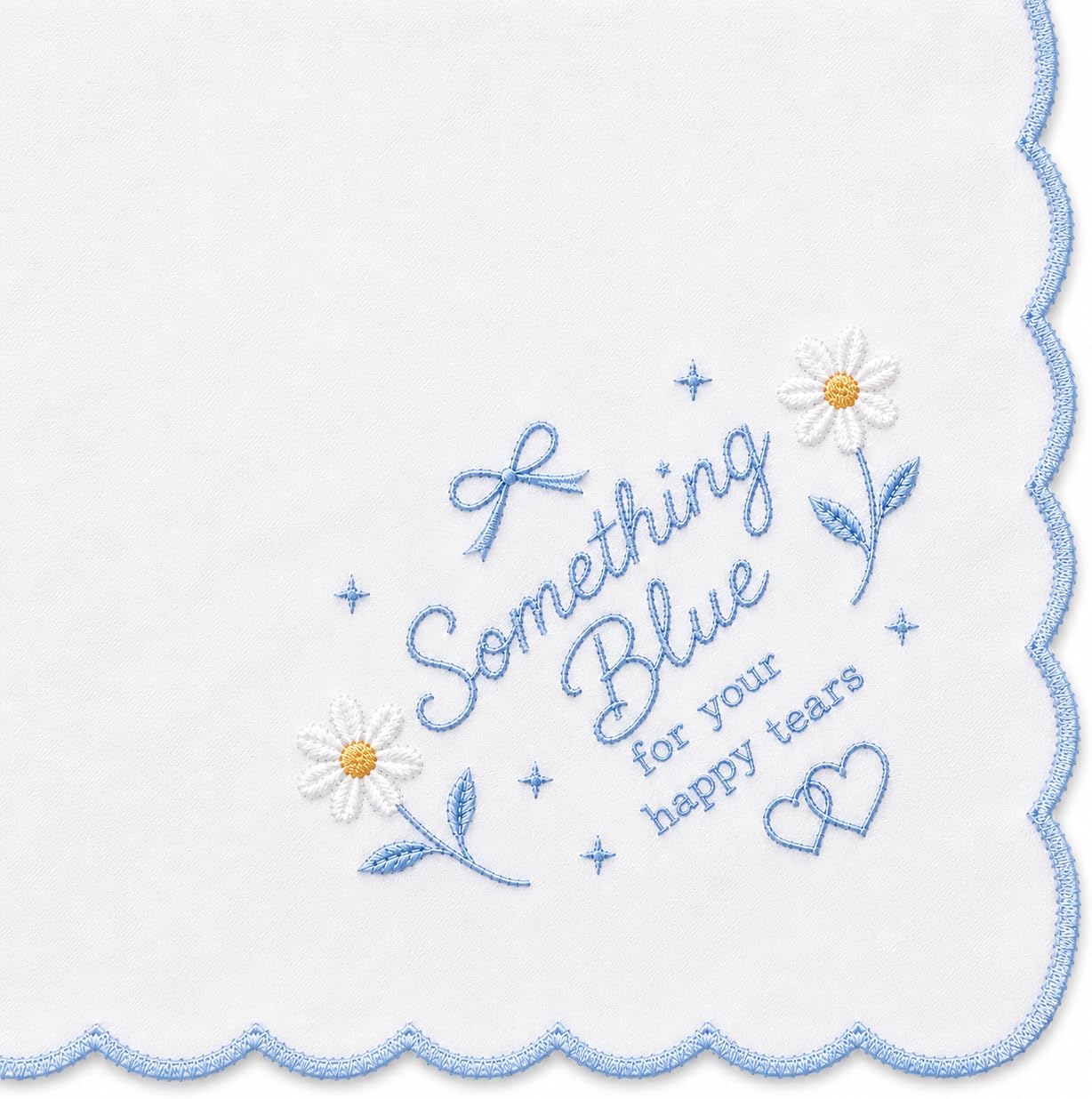 Something Blue Wedding Handkerchief for Bride, 3-Piece Gift Set
