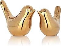 XMGZQ 2 Pack Gold Ceramic Bird Statues - Modern Shelf Knick Knacks, Elegant Home Decor Accents for Bookshelf, Coffee Table