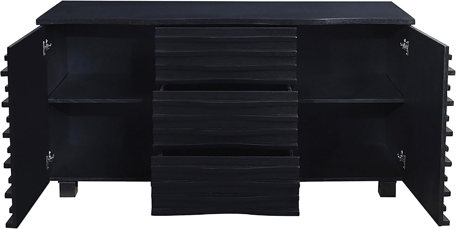 Coaster Home Furnishings - Stanton - 3-Drawers Solid Wood Sideboard Buffet Cabinet - Sideboard with Shelves - Dining Room & Kitchen Storage - Black - 102065