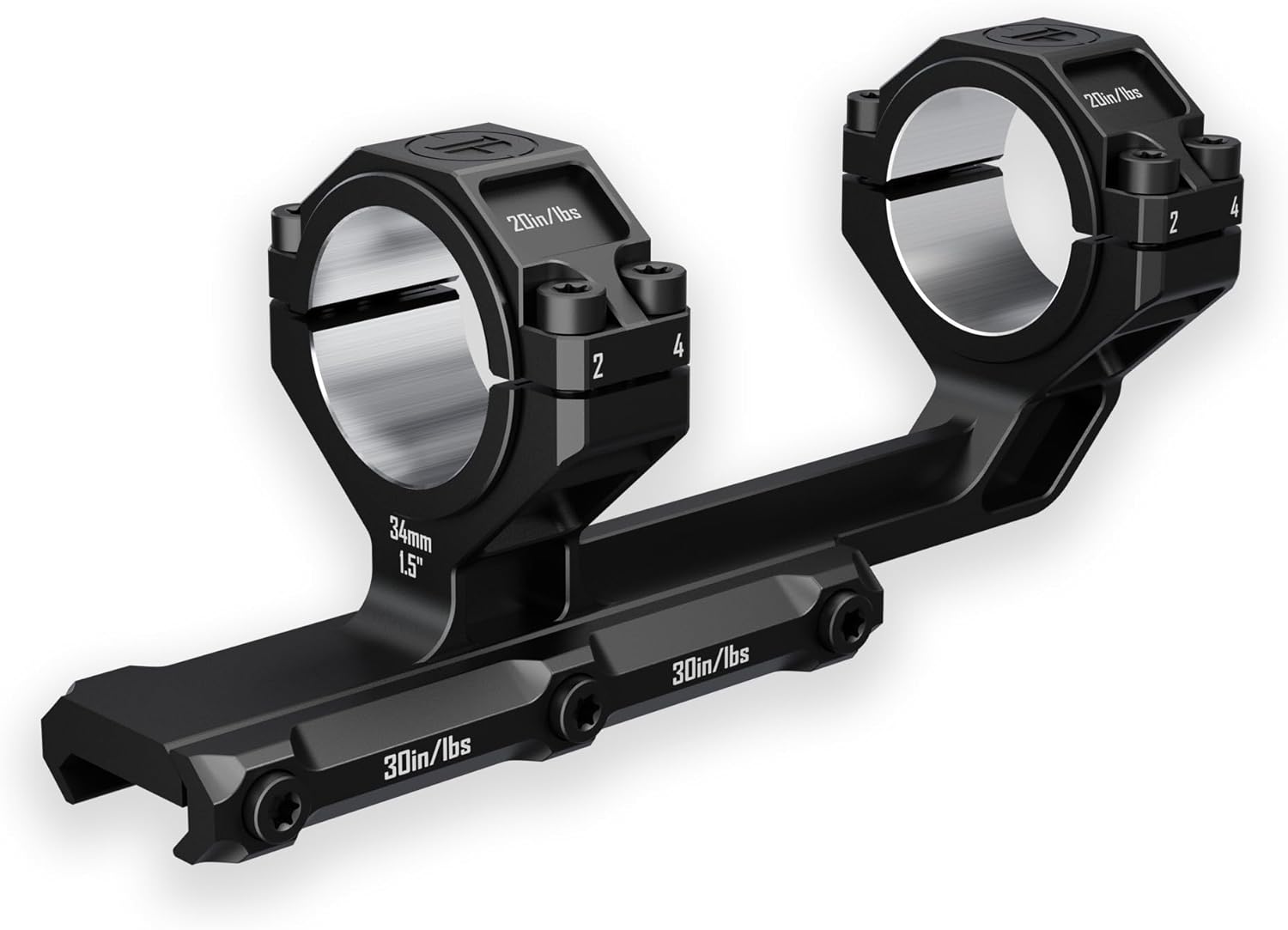Lightweight Cantilever Scope Mount, One-Piece Picatinny Offset Dual Ring 30mm 34mm Scope Mount