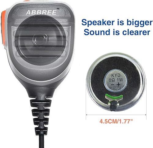 Miniatura 5 de ABBREE AR-780 Micrófono de radio Altavoz Micrófono Radioaficionado, Micrófono remoto de hombro para Baofeng BF-F8HP Pro UV-5R Mini 5RM DM32 UV32