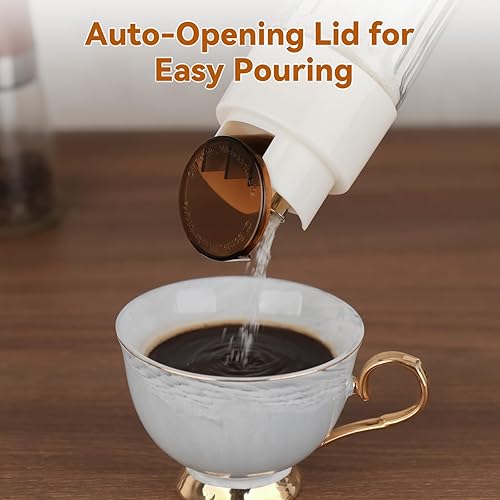 Miniatura 2 de NiHome 16.9 OZ Sugar Dispenser with Automatic Pouring Switch for Home, Kitchen, Coffee Station, Large Capacity Glass Jar for Sugar, Coffee Creamer