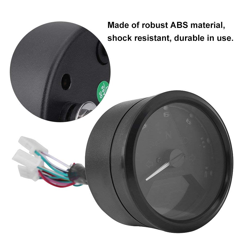 Aramox Compteur de Vitesse Numérique LCD 12000RPM, Tachymètre Odomètre pour Moto Scooter ATV, 12V DC, Noir, 93mm Diamètre, Affichage 0-199km/h