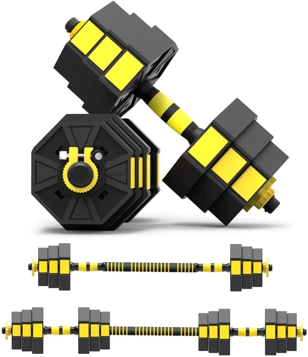 Mikolo Adjustable Dumbbells Barbell 3 in 1 with Connector, Adjustable Dumbbell Barbell Sets Total 44/66/88lbs,All-Purpose,Home,Gym Equipment and Office