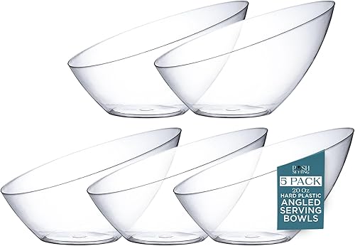 Miniatura 9 de Posh Setting Cuencos desechables de plástico negro, cuencos en ángulo, cuenco para dulces en ángulo, aperitivos de plástico y cuencos para papas