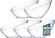 Posh Setting Crystal Clear, Disposable Premium Hard Plastic Medium Angled Bowl, Party, Salad, Snack and Fruit Bowl 5 Pack