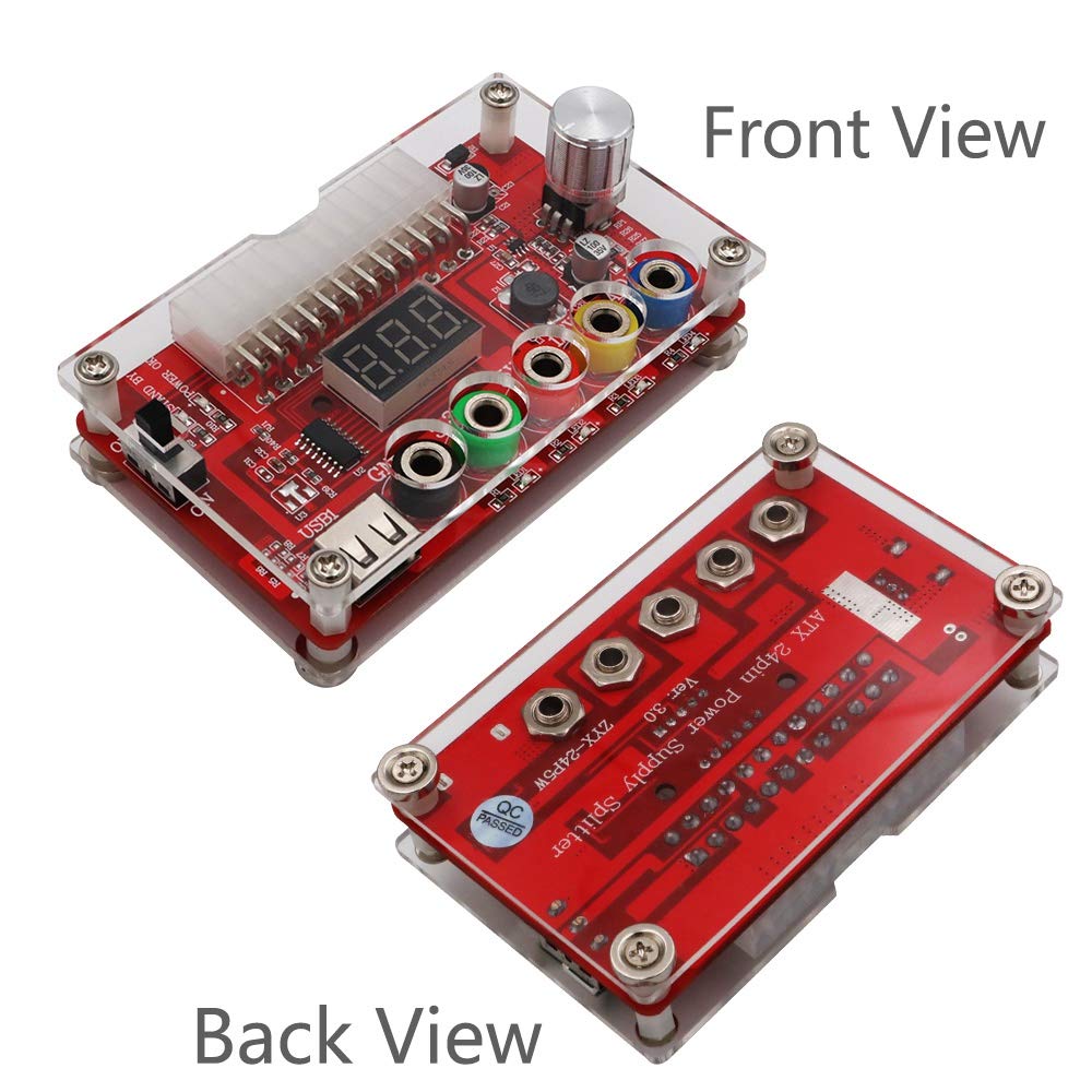 ATX 24Pin Power Breakout Board con Manopola di Tensione Regolabile ADJ e Regolatore di Tensione Kit Guscio Acrilico