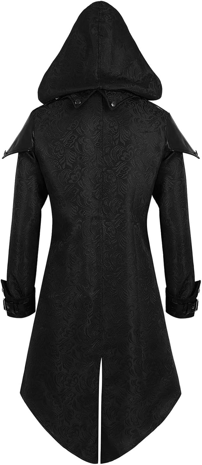 Inmeilifus Men's Medieval Costume Assassins Hoodie Steampunk Jacket Viking Cosplay Tailcoat Renaissance Vintage Halloween - Image 2