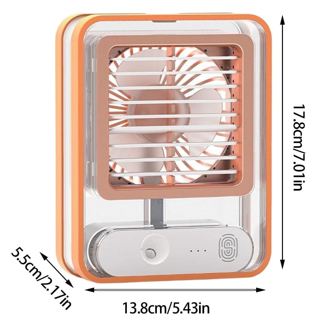 Ventilateur Portable Camping Mini Climatiseur Portatif LED Veilleuse Ventilateur De Brumisation d'eau USB Électrique Silencieux pour La Maison Adulte Chambre(Oranje)