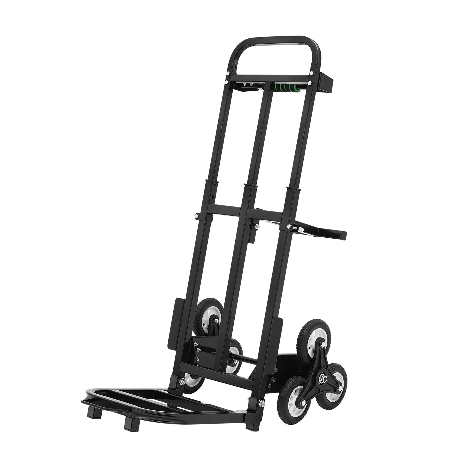 Składany wózek transportowy z 6 kółkami, podłokietnik z regulacją wysokości 73-114,5 cm, nośność 200 kg, wózek transportowy do przeprowadzek i ciężkich przedmiotów na schodach