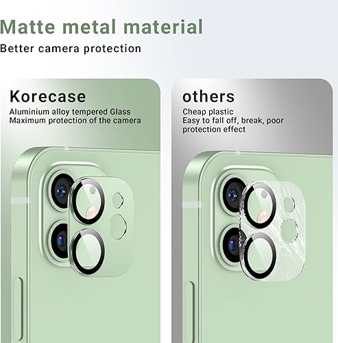Miniatura 3 de Korecase Paquete de 2 protectores de lente de cámara para iPhone 12, película de lente de metal de aluminio, cubierta de pantalla de cámara de