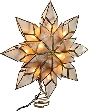 KSA 8 Lighted Capiz Shell Star Christmas Tree Topper - Clear Lights