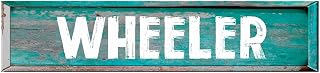 Wheeler 4"x18" Rectangle Painted Wood Teal Color Weathered Look Novelty décor Composite Aluminum Beach Cottage Sign.