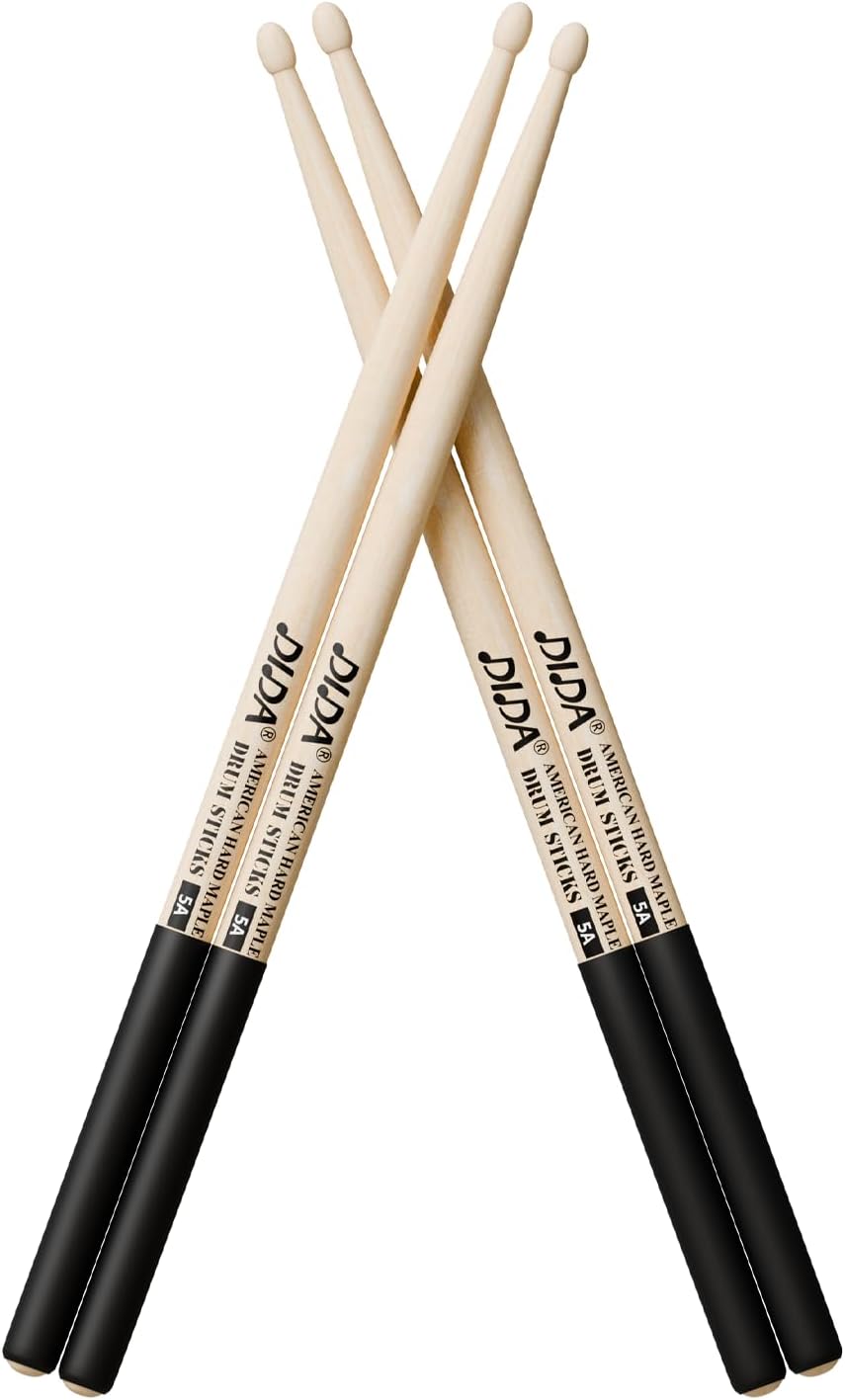Drumsticks for Drums, American Hard Maple Drumsticks, Drumsticks with ANTI-SLIP Handle, Drum Stick for Electronic Drums Set, Drum Prastic Pad, Professional Drumsticks (2 Pairs, 5A)