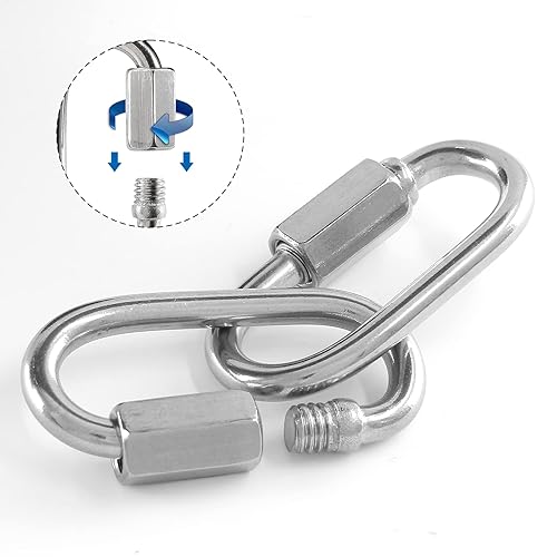 Miniatura 5 de 5 eslabones rápidos de 14 de pulgada de acero inoxidable 304 en forma de D, eslabones de cadena resistentes M6 con bloqueo M6, eslabones de cadena