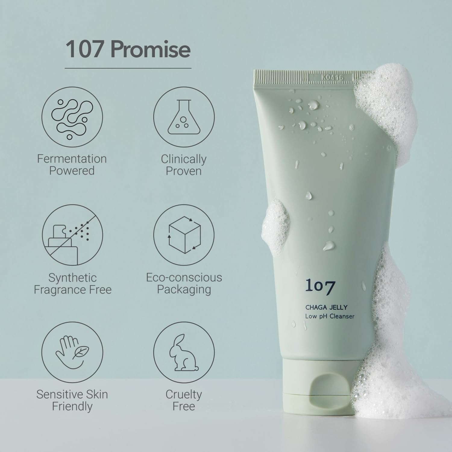 107 Gentle Gel Cleanser, Low pH, Non-Stripping Cleanser for Sensitive Skin, Enriched with Antioxidant & Calming Ingredients, Korean Beauty (4.0 fl oz) - Image 8