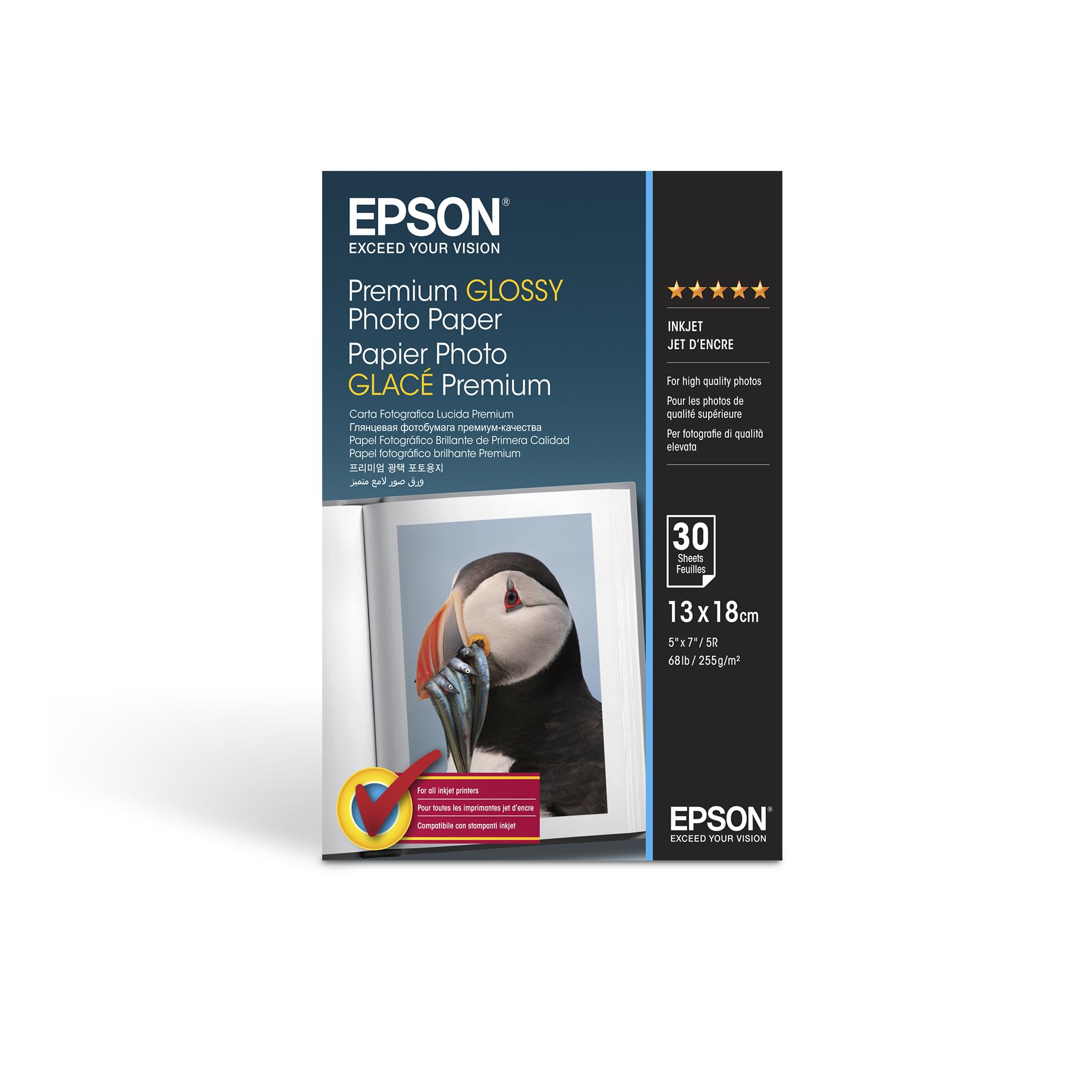 Epson Premium Glossy Photo Paper 13x18 cm anti-bavure brillant 255g