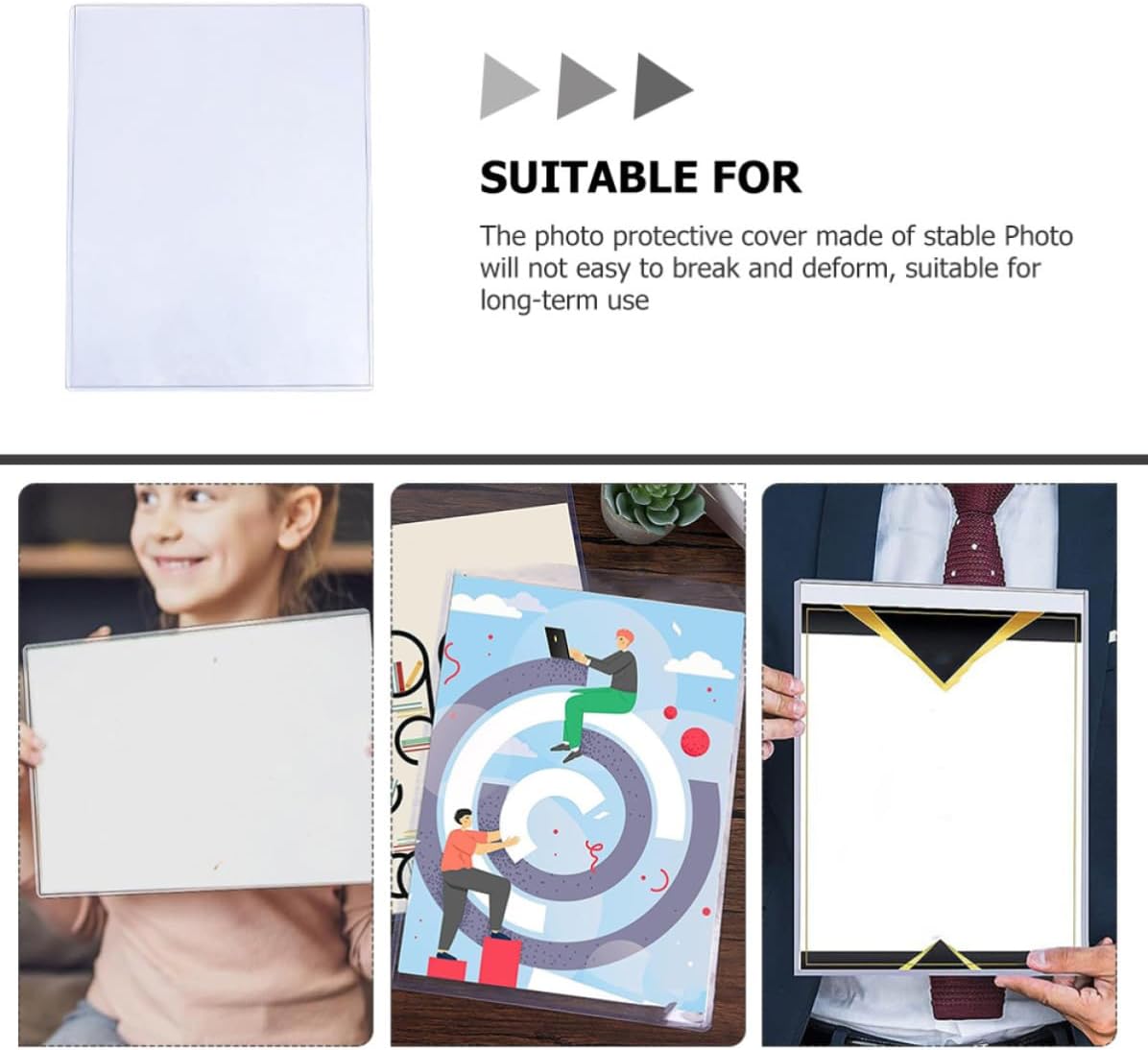 SECFOU 12pcs Plastic Photo Sleeves for Photos and Important Bills White | Cover, Practical Display, Keeps Desktop Neat, Picture Sleeves