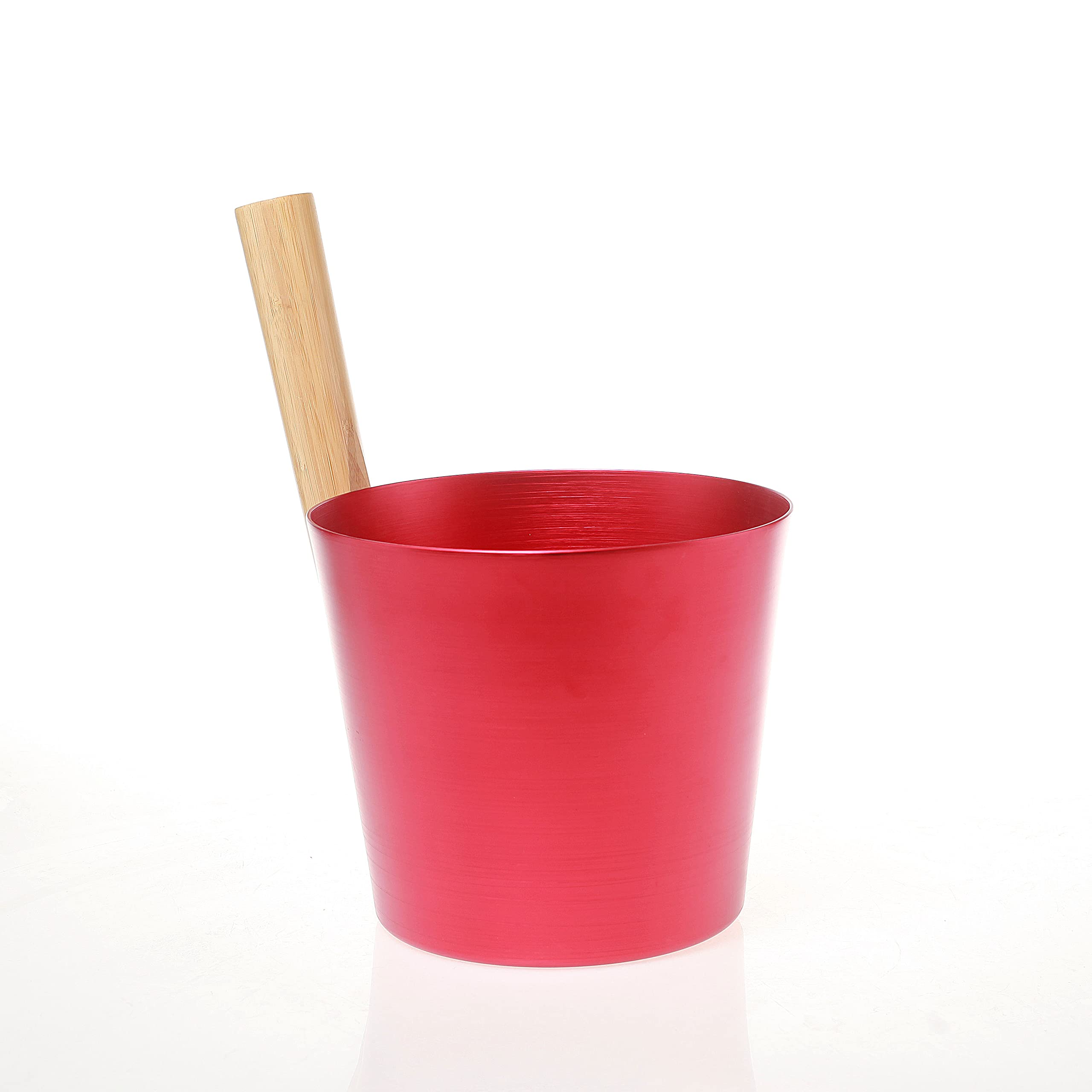 SULENO Sauna Set ANEA Aufgusskübel 5 Liter Schöpfkelle, rot metallic | Saunakübel Kübel Kelle