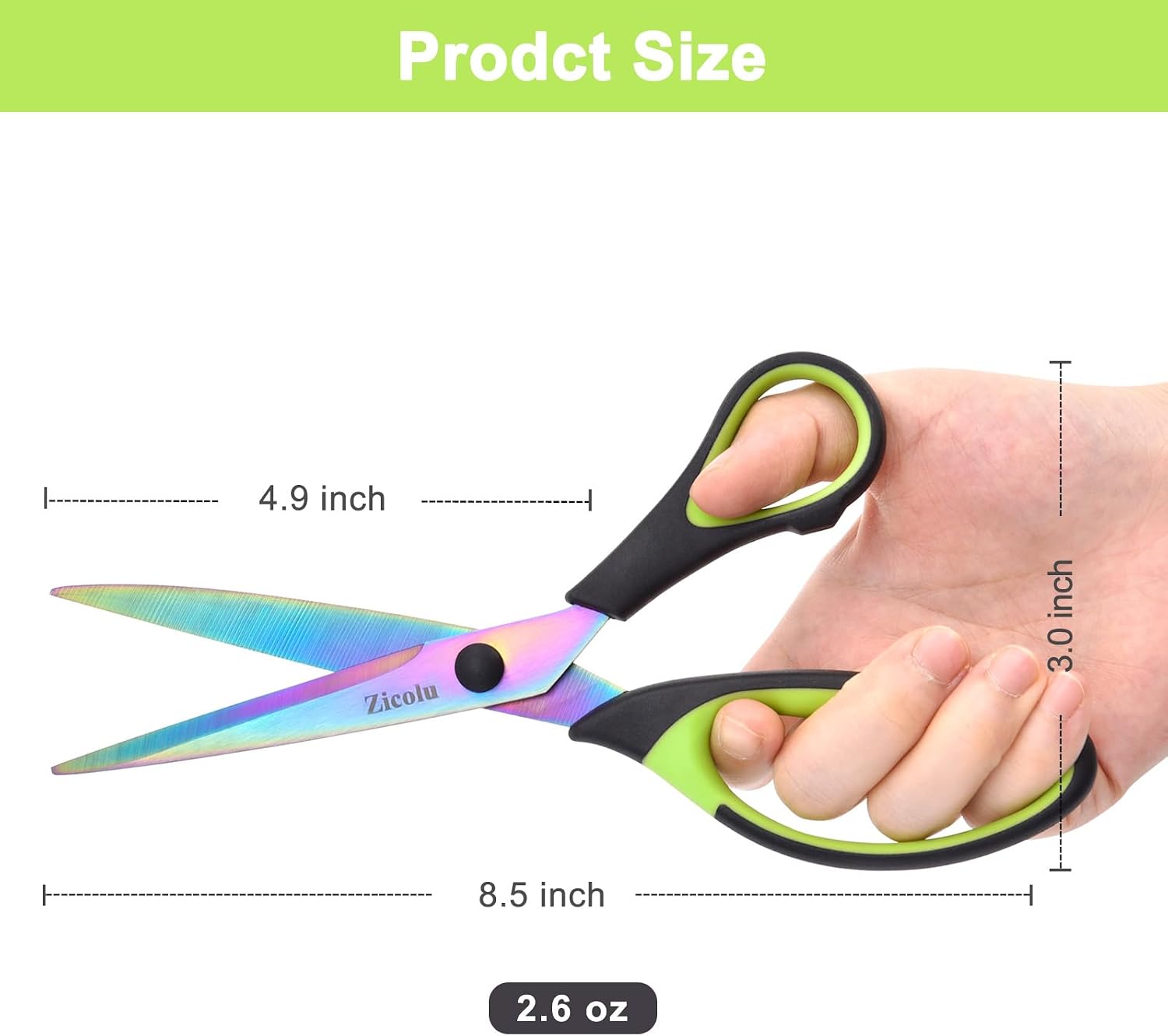 8.5" Scissors All Purpose, Multipurpose Office Scissors Set, Titanium Coating Sharp Blade, Soft Comfort-Grip, Ideal for Fabric, School, Home, Craft & Sewing, Right/Left Handed, Assorted Color, 3 Pack image 4