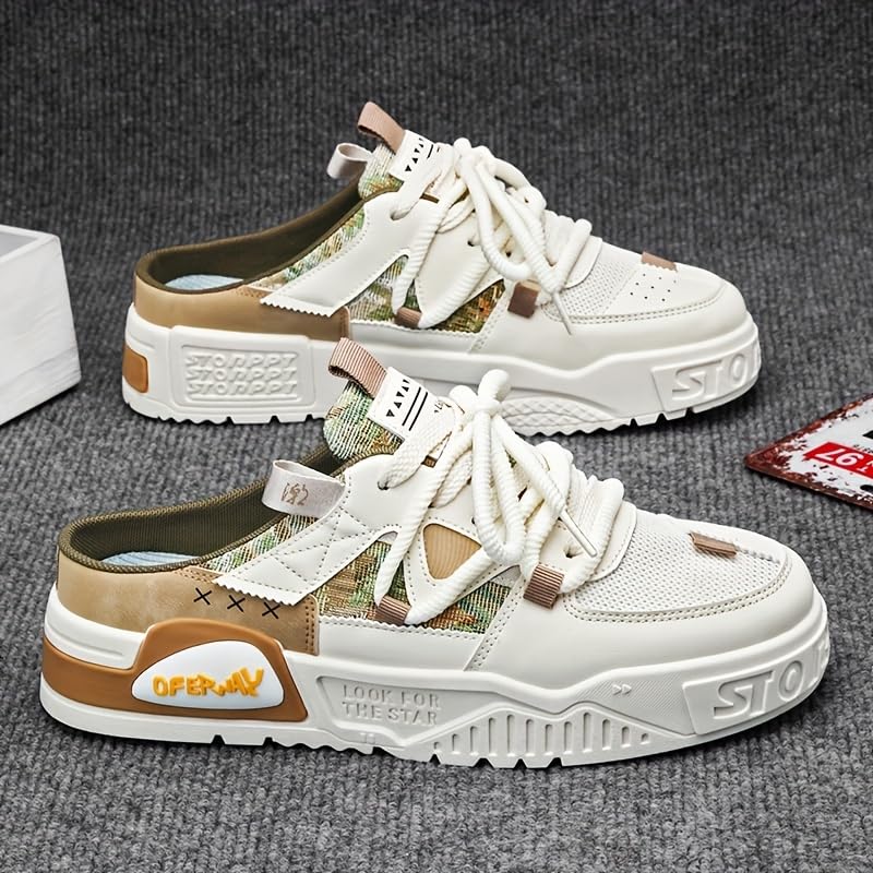 Men's Slip Into Thick Sole Shoes Fashion Double Lace Hollow Out Breathable Comfortable for All Seasons Outdoor Walking Jogging Camping2