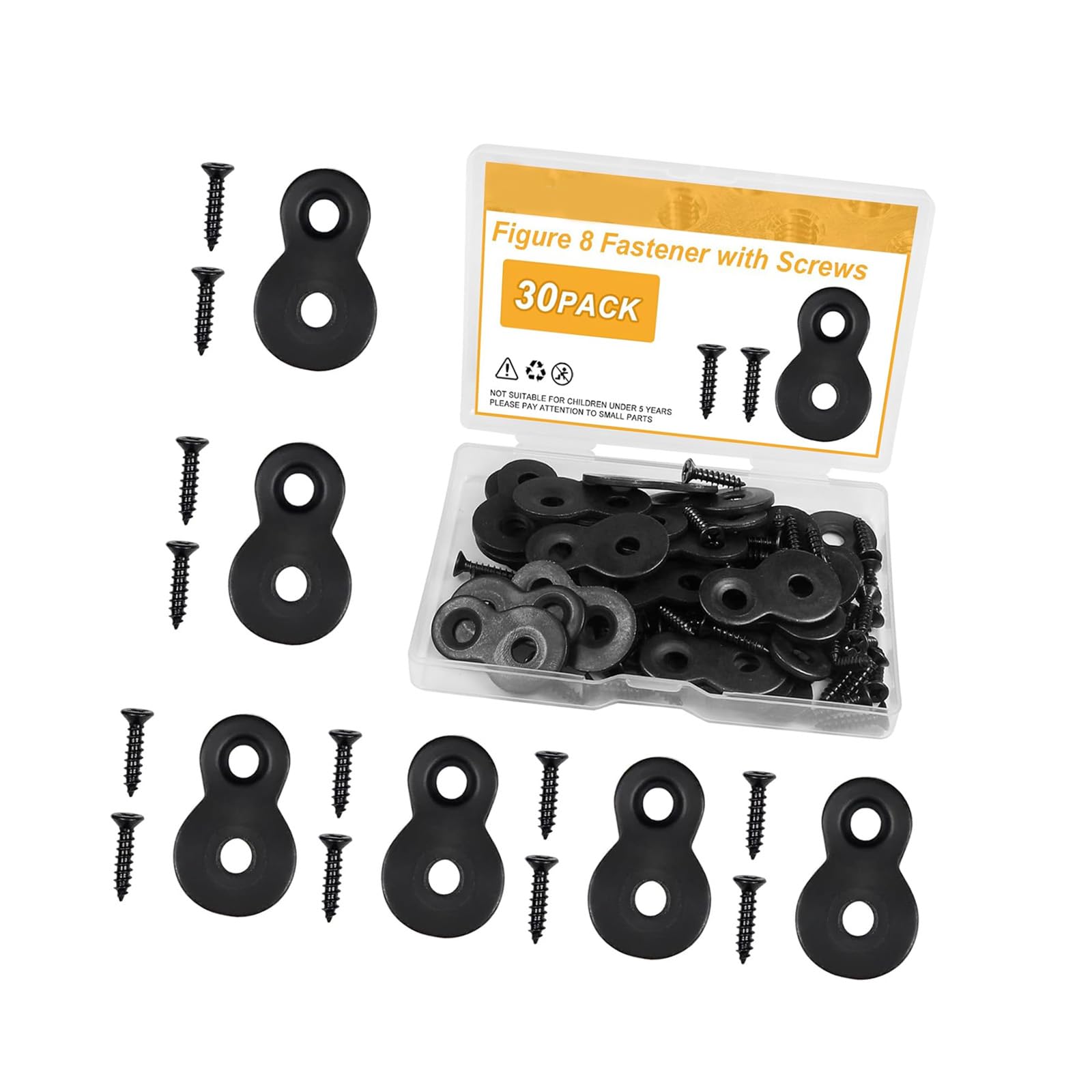 Pangboer Black 30Pcs Double Hole Metal Brackets With Mounting Screws For Shelving & Modular Furniture Connection Plated Fasteners